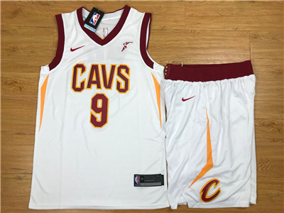 Nike Cavaliers #9 Dwyane Wade White Swingman Jersey(With Shorts)