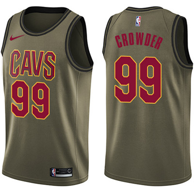 Nike Cavaliers #99 Jae Crowder Green Salute to Service Youth NBA Swingman Jersey