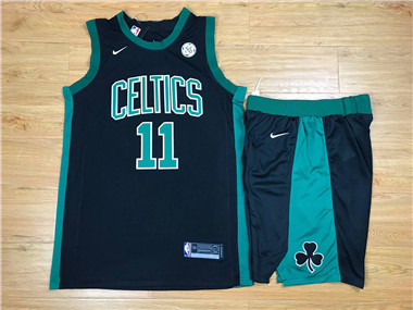 Nike Celtics #11 Kyrie Irving Black Swingman Jersey(With Shorts)