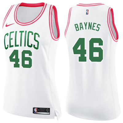 Nike Celtics #46 Aron Baynes White Pink Women's NBA Swingman Fashion Jersey