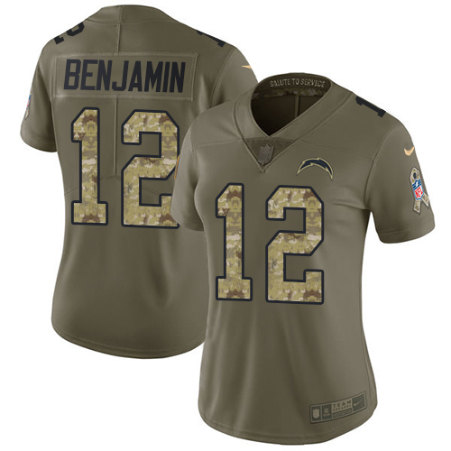 Nike Chargers #12 Travis Benjamin Olive Camo Women's Stitched NFL Limited 2017 Salute to Service Jersey