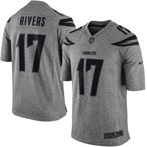 Nike Chargers #17 Philip Rivers Gray Men's Stitched NFL Limited Gridiron Gray Jersey Nike Chargers #17 Philip Rivers Gray Men's Stitched NFL Limited Gridiron Gray Jersey