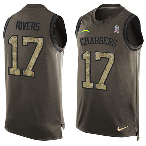 Nike Chargers #17 Philip Rivers Green Men's Stitched NFL Limited Salute To Service Tank Top Jersey Nike Chargers #17 Philip Rivers Green Men's Stitched NFL Limited Salute To Service Tank Top Jersey
