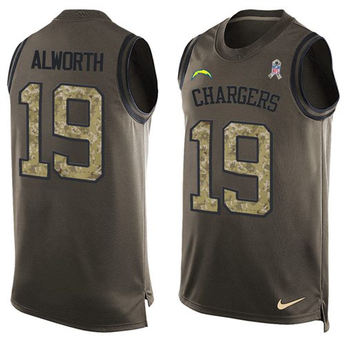 Nike Chargers #19 Lance Alworth Green Men's Stitched NFL Limited Salute To Service Tank Top Jersey Nike Chargers #19 Lance Alworth Green Men's Stitched NFL Limited Salute To Service Tank Top Jersey