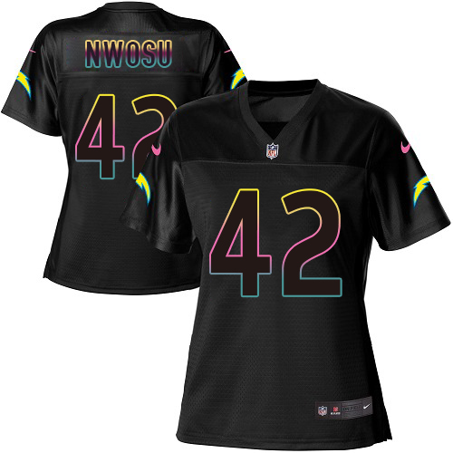 Nike Chargers #42 Uchenna Nwosu Black Women's NFL Fashion Game Jersey Nike Chargers #42 Uchenna Nwosu Black Women's NFL Fashion Game Jersey