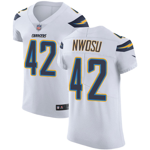 Nike Chargers #42 Uchenna Nwosu White Men's Stitched NFL Vapor Untouchable Elite Jersey Nike Chargers #42 Uchenna Nwosu White Men's Stitched NFL Vapor Untouchable Elite Jersey