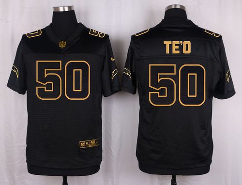 Nike Chargers #50 Manti Te'o Black Men's Stitched NFL Elite Pro Line Gold Collection Jersey Nike Chargers #50 Manti Te'o Black Men's Stitched NFL Elite Pro Line Gold Collection Jersey