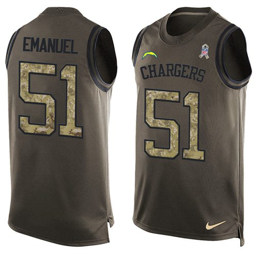 Nike Chargers #51 Kyle Emanuel Green Men's Stitched NFL Limited Salute To Service Tank Top Jersey Nike Chargers #51 Kyle Emanuel Green Men's Stitched NFL Limited Salute To Service Tank Top Jersey