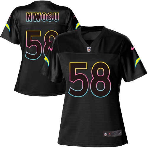 Nike Chargers #58 Uchenna Nwosu Black Women's NFL Fashion Game Jersey Nike Chargers #58 Uchenna Nwosu Black Women's NFL Fashion Game Jersey