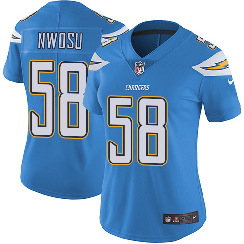 Nike Chargers #58 Uchenna Nwosu Electric Blue Alternate Women's Stitched NFL Vapor Untouchable Limited Jersey