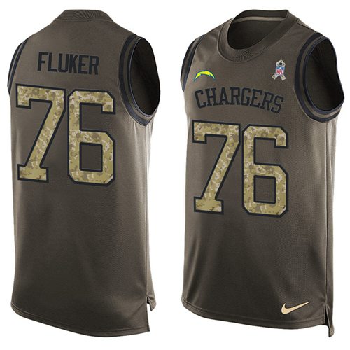Nike Chargers #76 D.J. Fluker Green Men's Stitched NFL Limited Salute To Service Tank Top Jersey Nike Chargers #76 D.J. Fluker Green Men's Stitched NFL Limited Salute To Service Tank Top Jersey