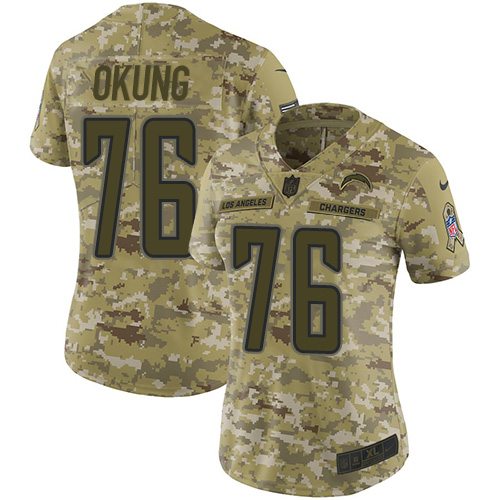 Nike Chargers #76 Russell Okung Camo Women's Stitched NFL Limited 2018 Salute to Service Jersey Nike Chargers #76 Russell Okung Camo Women's Stitched NFL Limited 2018 Salute to Service Jersey