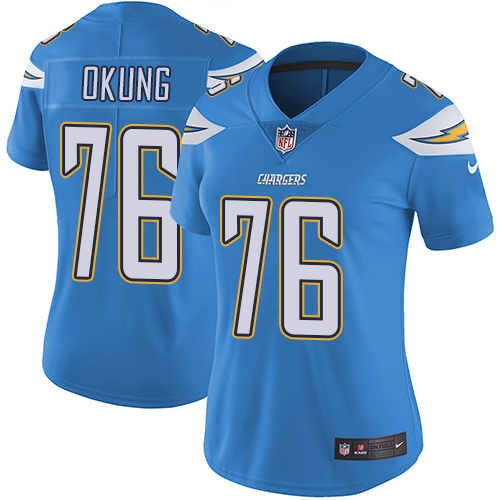 Nike Chargers #76 Russell Okung Electric Blue Alternate Women's Stitched NFL Vapor Untouchable Limited Jersey Nike Chargers #76 Russell Okung Electric Blue Alternate Women's Stitched NFL Vapor Untouchable Limited Jersey