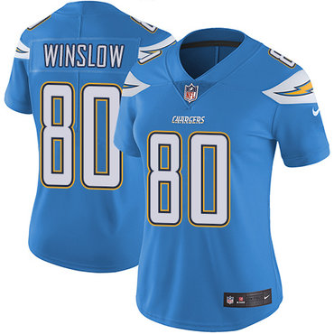 Nike Chargers #80 Kellen Winslow Electric Blue Alternate Women's Stitched NFL Vapor Untouchable Limited Jersey Nike Chargers #80 Kellen Winslow Electric Blue Alternate Women's Stitched NFL Vapor Untouchable Limited Jersey