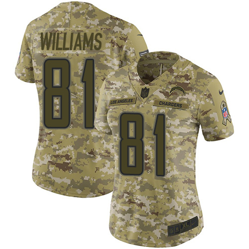 Nike Chargers #81 Mike Williams Camo Women's Stitched NFL Limited 2018 Salute to Service Jersey Nike Chargers #81 Mike Williams Camo Women's Stitched NFL Limited 2018 Salute to Service Jersey