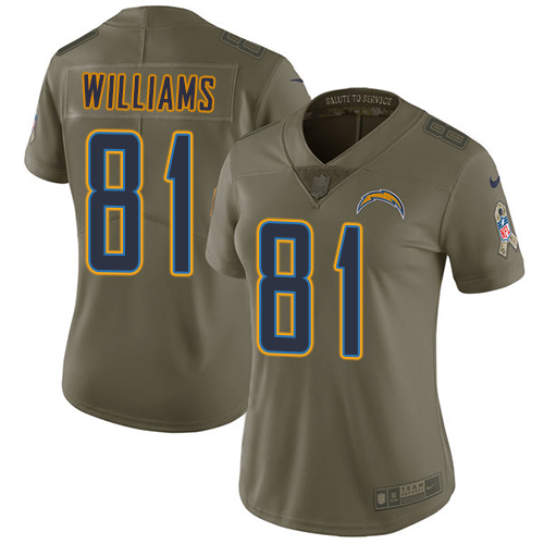 Nike Chargers #81 Mike Williams Olive Women's Stitched NFL Limited 2017 Salute to Service Jersey Nike Chargers #81 Mike Williams Olive Women's Stitched NFL Limited 2017 Salute to Service Jersey