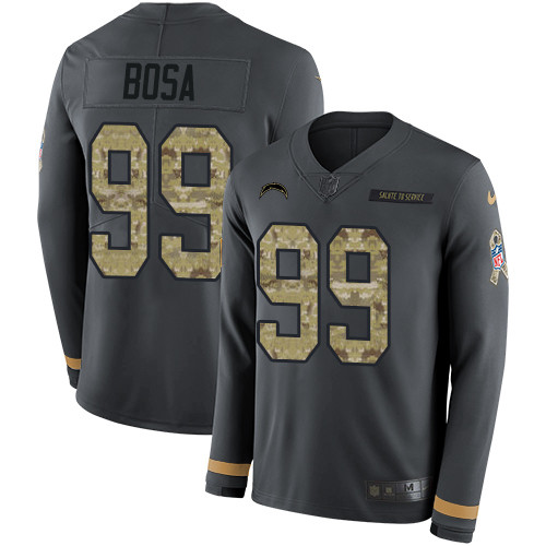 Nike Chargers #99 Joey Bosa Anthracite Salute to Service Men's Stitched NFL Limited Therma Long Sleeve Jersey Nike Chargers #99 Joey Bosa Anthracite Salute to Service Men's Stitched NFL Limited Therma Long Sleeve Jersey