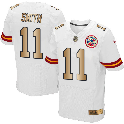 Nike Chiefs #11 Alex Smith White Men's Stitched NFL Elite Gold Jersey Nike Chiefs #11 Alex Smith White Men's Stitched NFL Elite Gold Jersey
