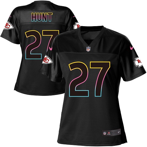 Nike Chiefs #27 Kareem Hunt Black Women's NFL Fashion Game Jersey