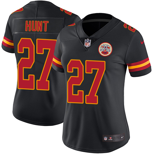 Nike Chiefs #27 Kareem Hunt Black Women's Stitched NFL Limited Rush Jersey Nike Chiefs #27 Kareem Hunt Black Women's Stitched NFL Limited Rush Jersey