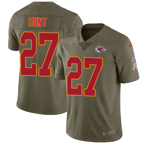 Nike Chiefs #27 Kareem Hunt Olive Youth Stitched NFL Limited 2017 Salute to Service Jersey Nike Chiefs #27 Kareem Hunt Olive Youth Stitched NFL Limited 2017 Salute to Service Jersey