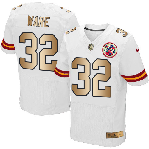 Nike Chiefs #32 Spencer Ware White Men's Stitched NFL Elite Gold Jersey Nike Chiefs #32 Spencer Ware White Men's Stitched NFL Elite Gold Jersey