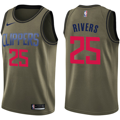 Nike Clippers #25 Austin Rivers Green Salute to Service Youth NBA Swingman Jersey