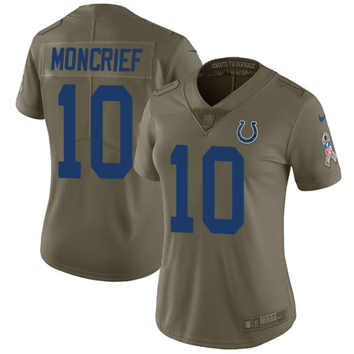 Nike Colts #10 Donte Moncrief Olive Women's Stitched NFL Limited 2017 Salute to Service Jersey Nike Colts #10 Donte Moncrief Olive Women's Stitched NFL Limited 2017 Salute to Service Jersey