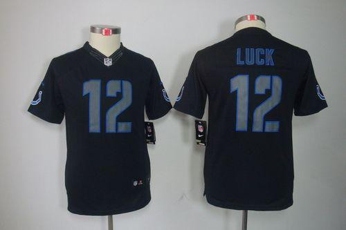 Nike Colts #12 Andrew Luck Black Impact Youth Stitched NFL Limited Jersey Nike Colts #12 Andrew Luck Black Impact Youth Stitched NFL Limited Jersey