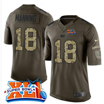Nike Colts #18 Peyton Manning Green Super Bowl XLI Men's Stitched NFL Limited Salute to Service Jersey