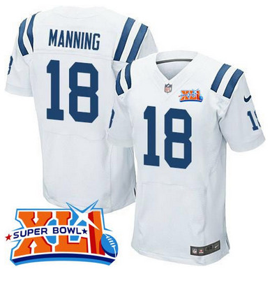 Nike Colts #18 Peyton Manning White Super Bowl XLI Men's Stitched NFL Elite Jersey