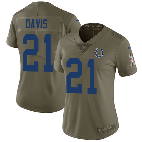 Nike Colts #21 Vontae Davis Olive Women's Stitched NFL Limited 2017 Salute to Service Jersey