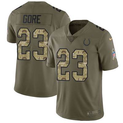 Nike Colts #23 Frank Gore Olive Camo Youth Stitched NFL Limited 2017 Salute to Service Jersey