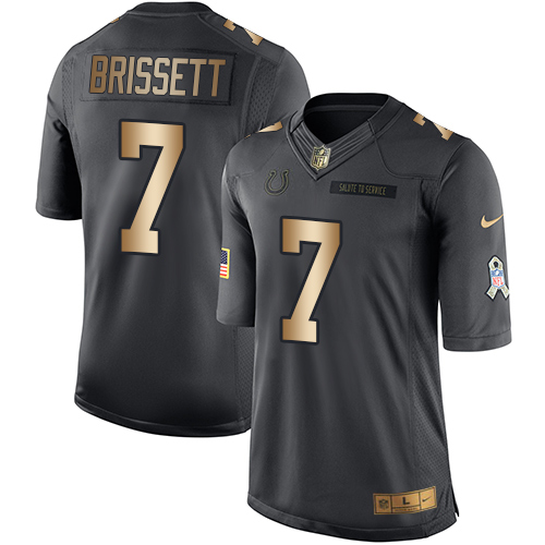 Nike Colts #7 Jacoby Brissett Black Men's Stitched NFL Limited Gold Salute To Service Jersey Nike Colts #7 Jacoby Brissett Black Men's Stitched NFL Limited Gold Salute To Service Jersey