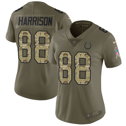 Nike Colts #88 Marvin Harrison Olive Camo Women's Stitched NFL Limited 2017 Salute to Service Jersey
