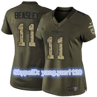 Nike Cowboys #11 Cole Beasley Green Women's Stitched NFL Limited Salute to Service Jersey
