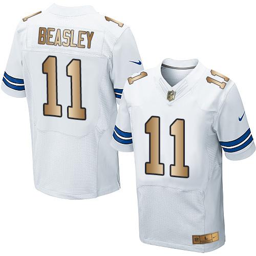 Nike Cowboys #11 Cole Beasley White Men's Stitched NFL Elite Gold Jersey Nike Cowboys #11 Cole Beasley White Men's Stitched NFL Elite Gold Jersey