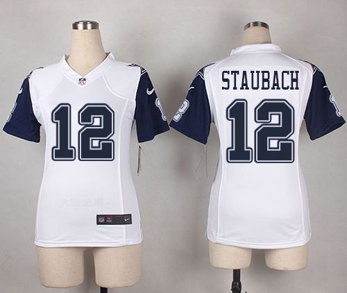 Nike Cowboys #12 Roger Staubach White Women's Stitched NFL Elite Rush Jersey