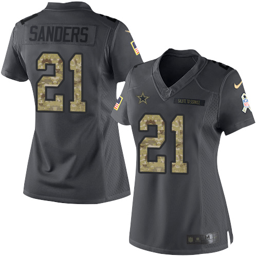 Nike Cowboys #21 Deion Sanders Black Women's Stitched NFL Limited 2016 Salute to Service Jersey Nike Cowboys #21 Deion Sanders Black Women's Stitched NFL Limited 2016 Salute to Service Jersey