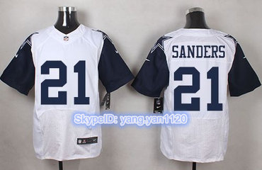 Nike Cowboys #21 Deion Sanders White Men's Stitched NFL Elite Rush Jersey