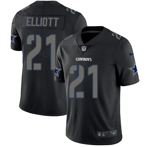 Nike Cowboys #21 Ezekiel Elliott Black Men's Stitched NFL Limited Rush Impact Jersey