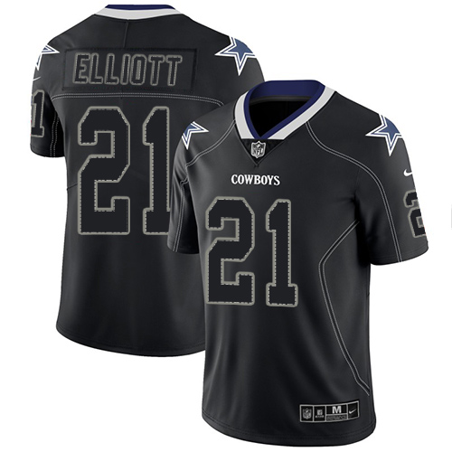 Nike Cowboys #21 Ezekiel Elliott Lights Out Black Men's Stitched NFL Limited Rush Jersey
