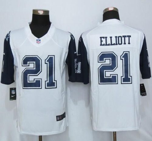 Nike Cowboys #21 Ezekiel Elliott White Men's Stitched NFL Limited Rush Jersey