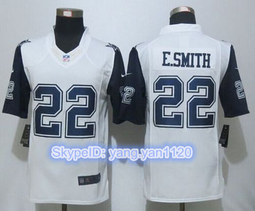 Nike Cowboys #22 Emmitt Smith White Men's Stitched NFL Limited Rush Jersey