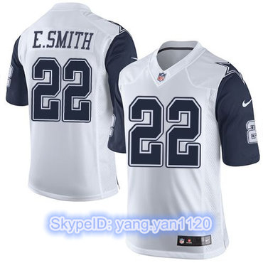 Nike Cowboys #22 Emmitt Smith White Men's Stitched NFL Limited Rush Jersey
