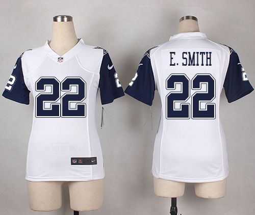Nike Cowboys #22 Emmitt Smith White Women's Stitched NFL Elite Rush  Jersey