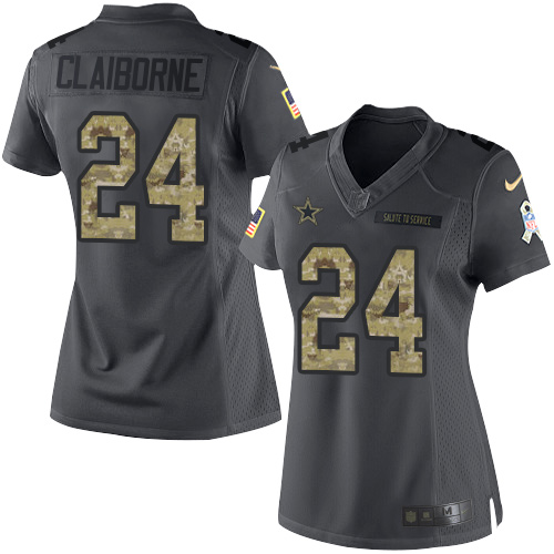 Nike Cowboys #24 Morris Claiborne Black Women's Stitched NFL Limited 2016 Salute to Service Jersey