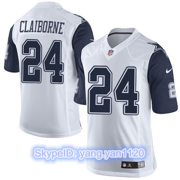 Nike Cowboys #24 Morris Claiborne White Men's Stitched NFL Limited Rush Jersey