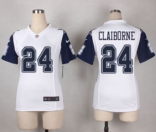Nike Cowboys #24 Morris Claiborne White Women's Stitched NFL Elite Rush Jersey