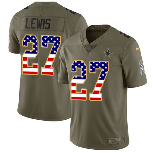 Nike Cowboys #27 Jourdan Lewis  Olive Men's USA Flag 2017 Salute to Service NFL Limited Jersey